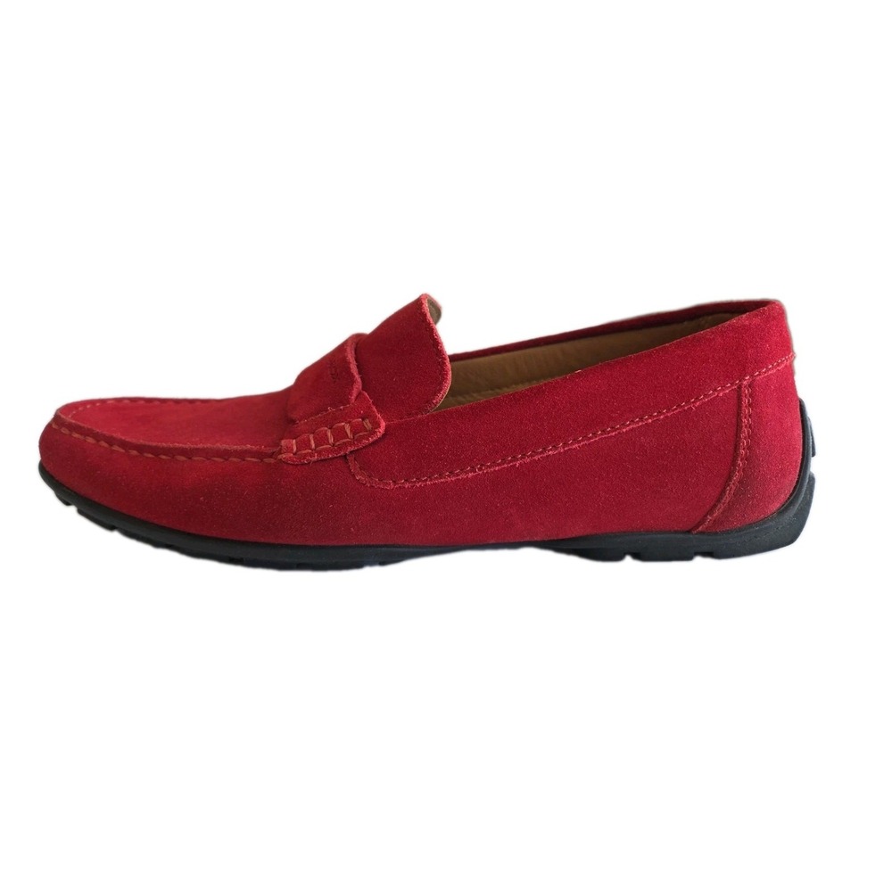 Geox Respira Moner Moccasin Slip-On Loafer Suede Red Men's Size 8.5 (41.5)
